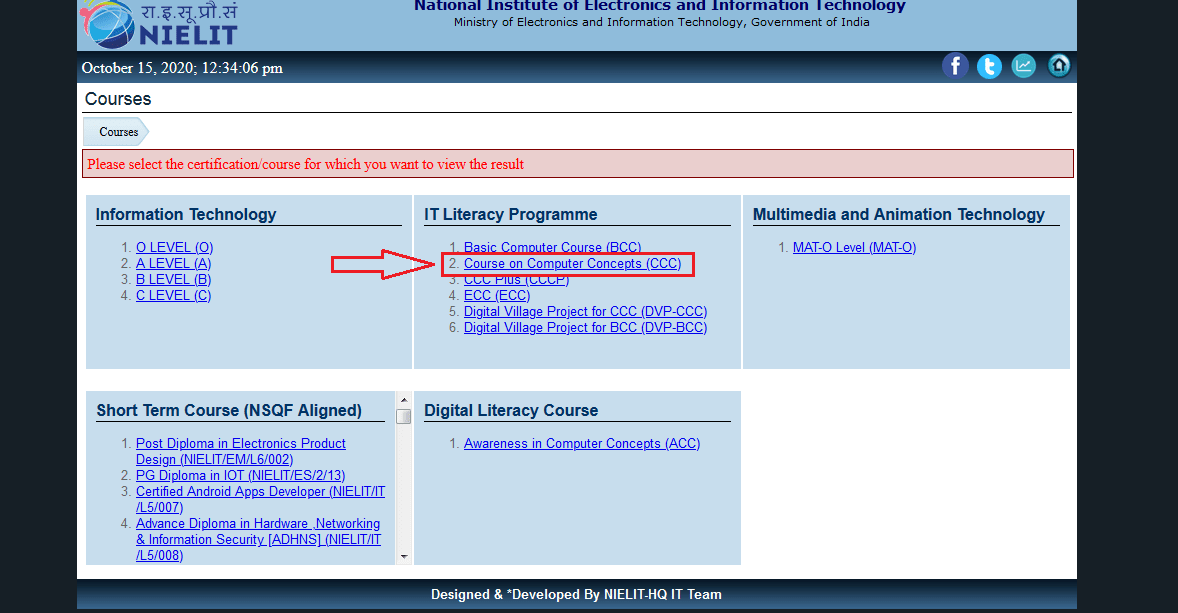 how to download ccc admit card